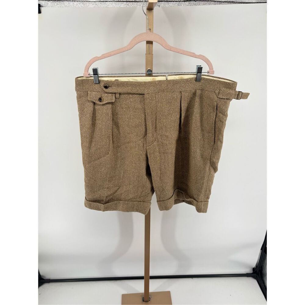 Polo Ralph Lauren Herringbone Linen Silk Tweed Shorts Tan Size 40